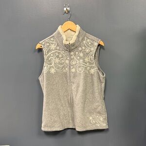 Elegant Women's Gray Embroidered snowflake Vest size XL